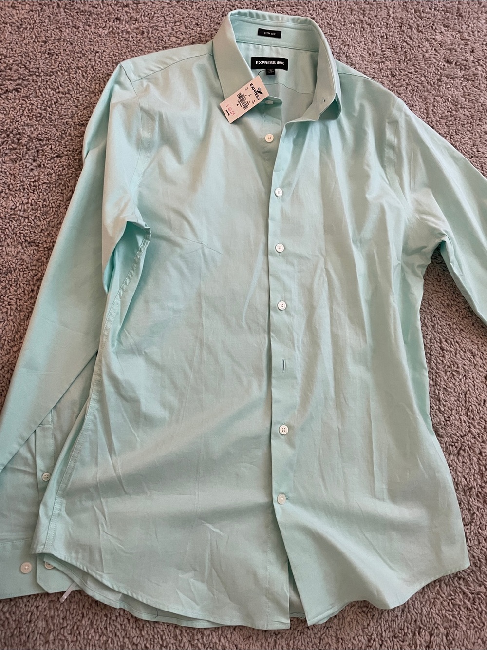 Express Men’s Light Aqua Button-Down Dress Shirt